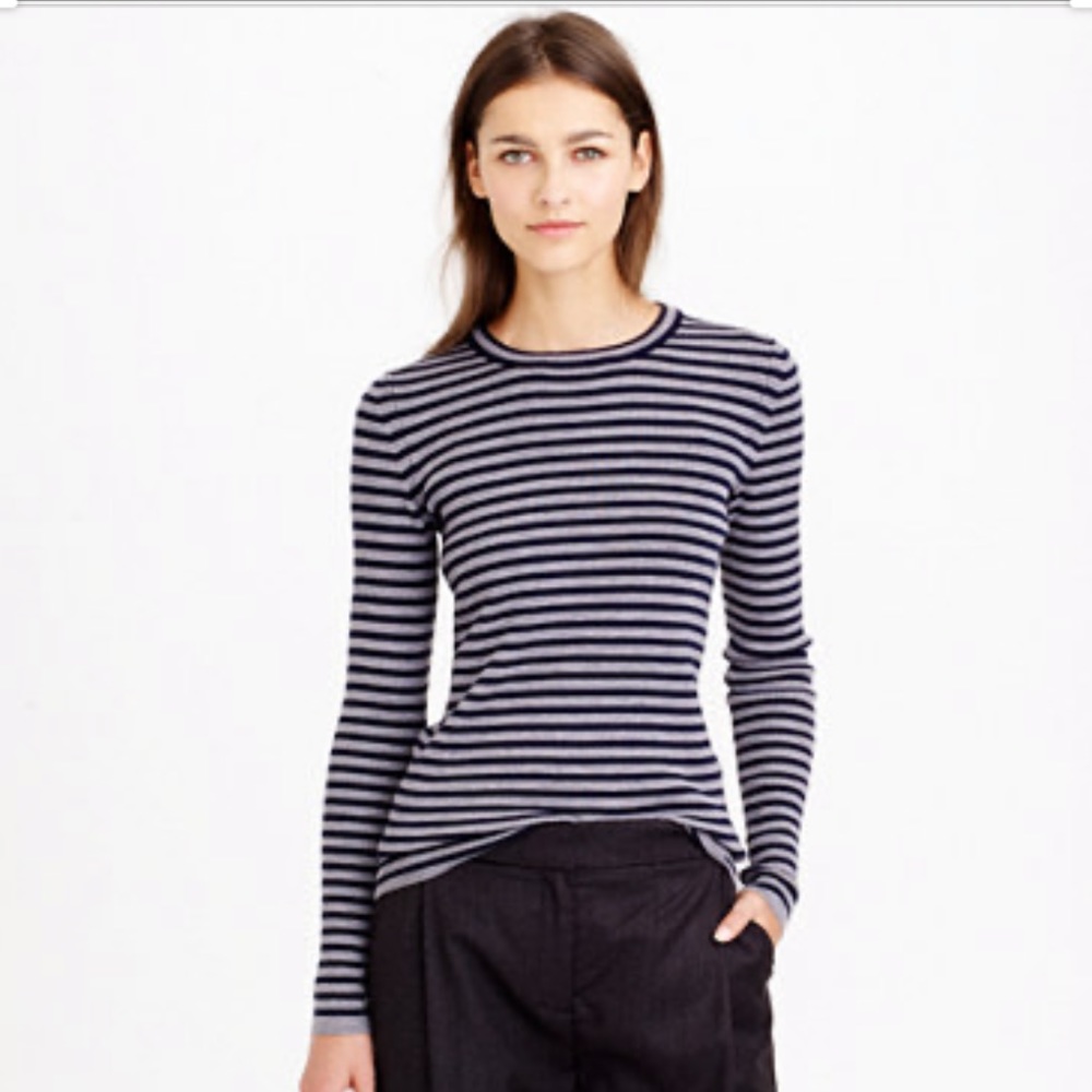J. Crew Womens Gray/Navy Striped Sweater. XS. NWOT
